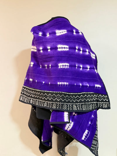 Vibrant Purple Mudcloth Shawl – Handcrafted, One Size Fits Most