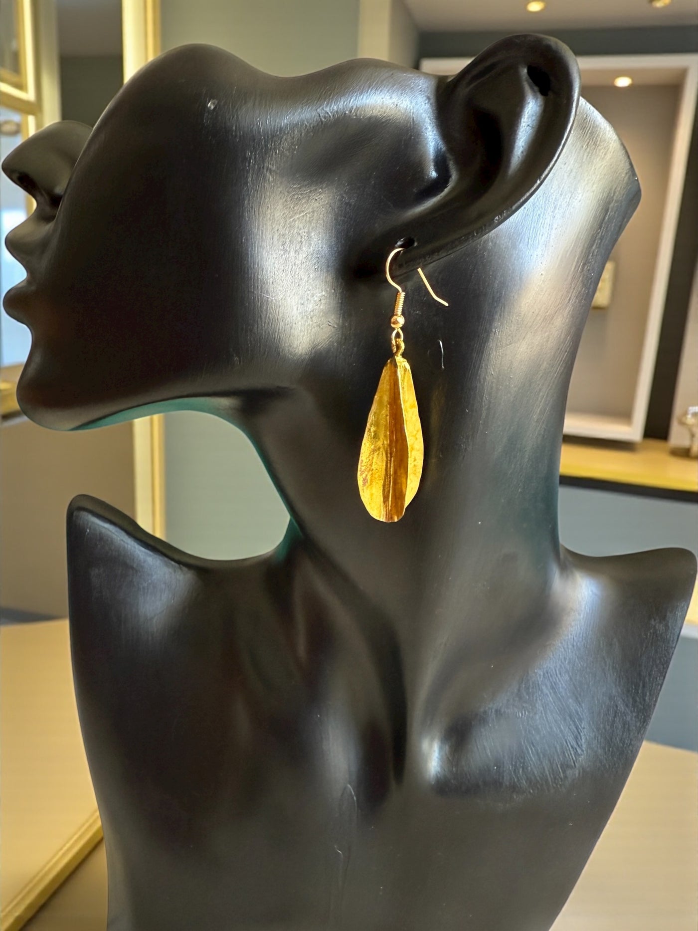 Saramani “Fulani Petal Drop” Earrings – 1.5 Inch Handcrafted Brass Beauty
