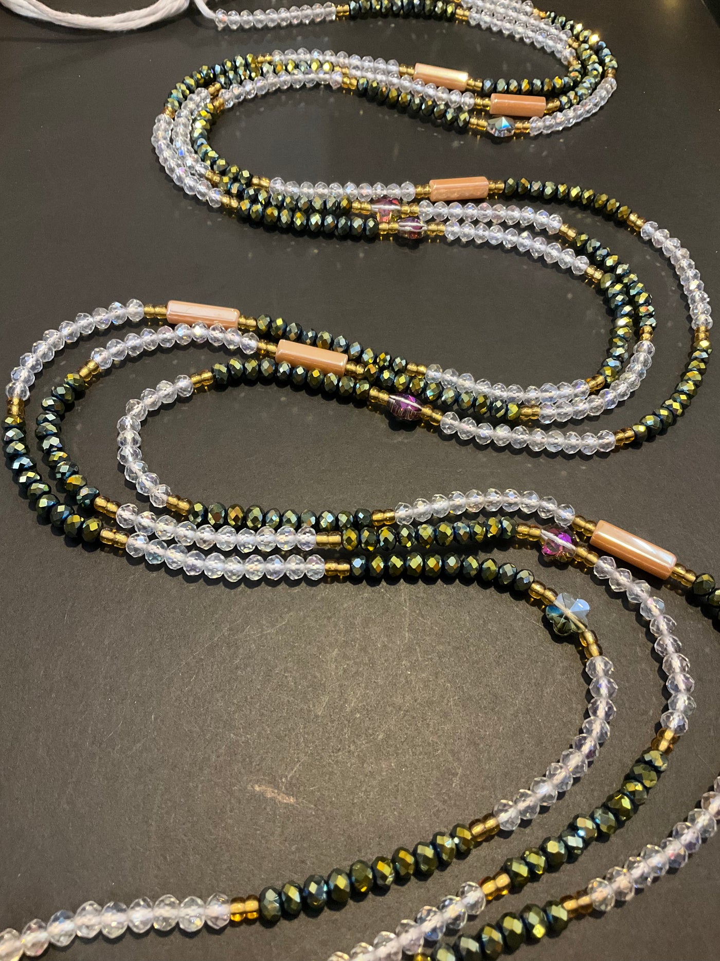 Makena (The happy one) Clear And Green Waistbeads