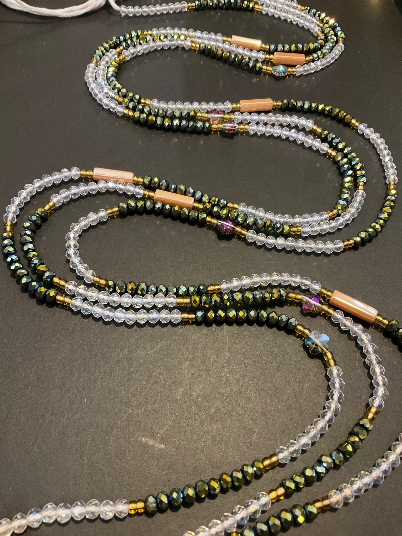 Makena (The happy one) Clear And Green Waistbeads (Wholesale)