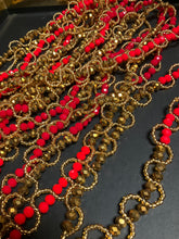Load image into Gallery viewer, Radiant New Ghana Crystal Waistbead - 3 Vibrant Colors, Clasped Closure - 38” to 49” Red, Gold, Blue, Clear, Purple Iridescent.
