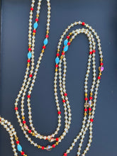 Charger l&#39;image dans la galerie, Abena’s Crystal Cascade: A Touch of Ghana Gold Blue and red Waistbeads 45 Inches
