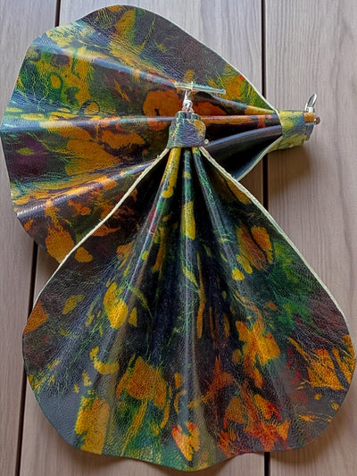 Saramani Earth Ember Leather Fan Earrings – Handmade from Recycled Leather, Burkina Faso