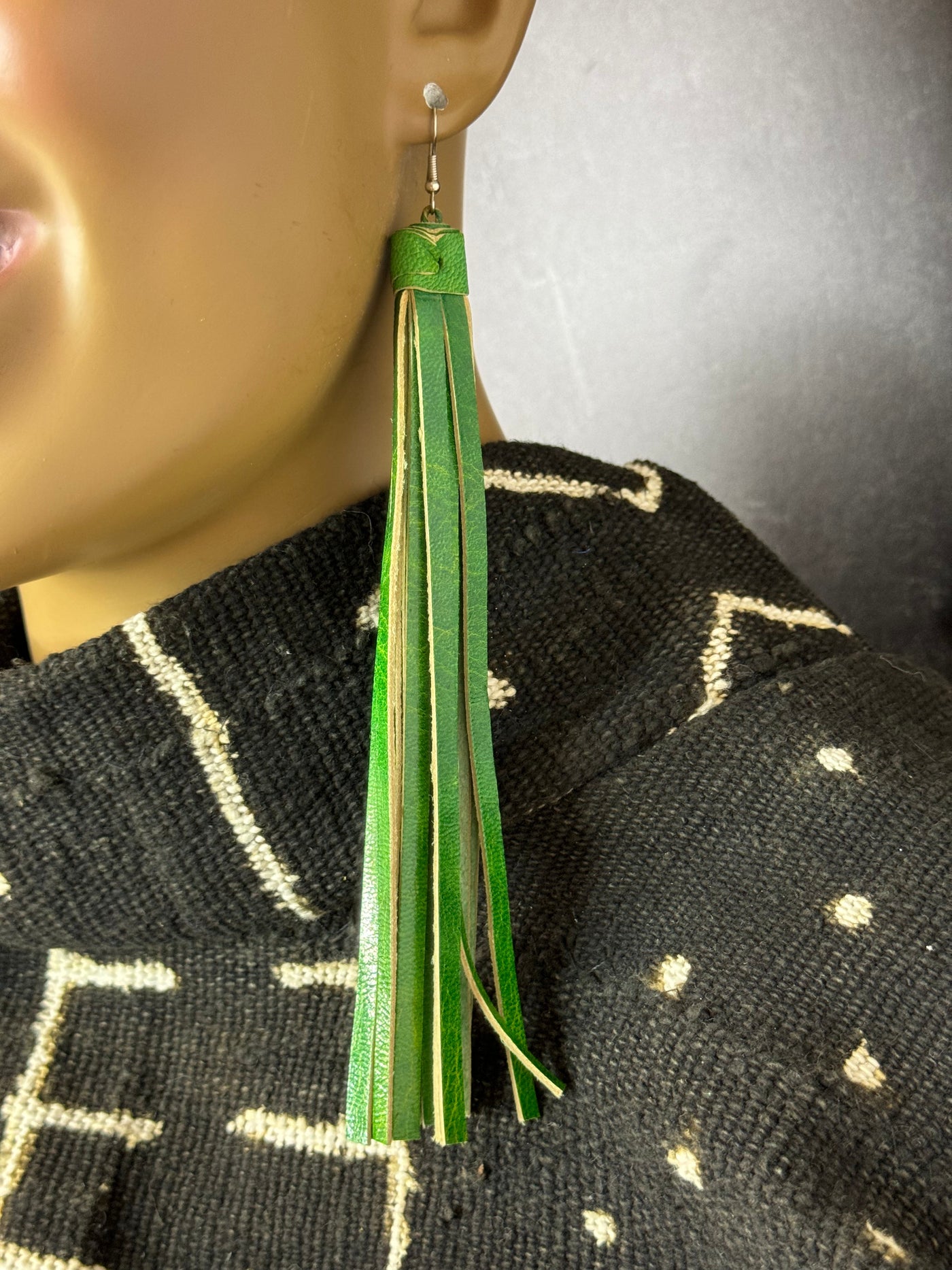 Oversized Handmade Tassels Leather Earrings (Wholesale)