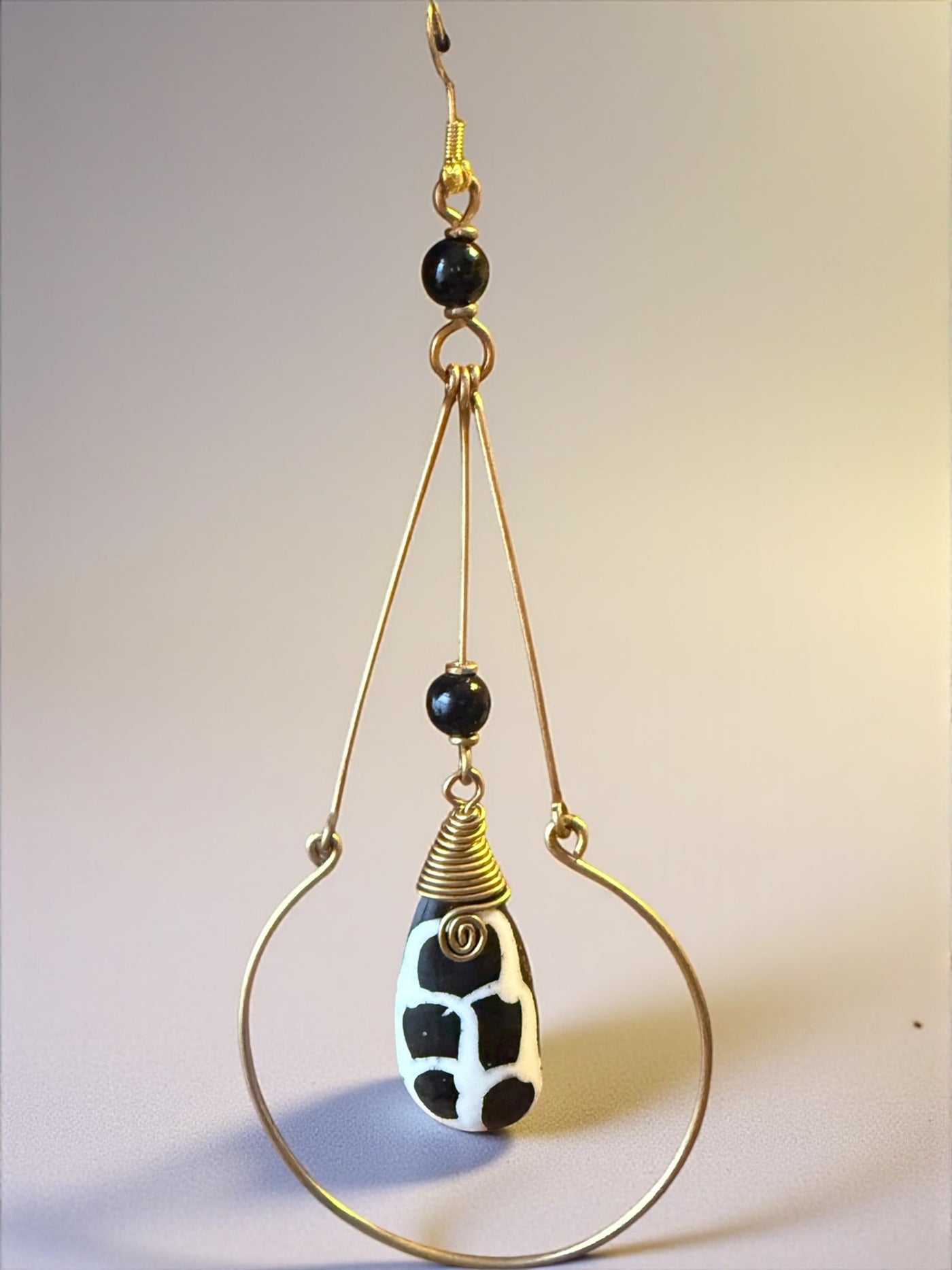 Nia Drop Earrings – Handcrafted Kenyan Brass & Beaded Art