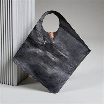 Two-Tone Oversized Leather & Mudcloth-Inspired Tote Bag – Handcrafted Statement Piece (25x22 inch)