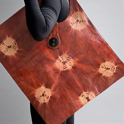 Rust Red Oversized Tie-Dye Leather Tote Bag – Handcrafted Statement Piece (25x22 inch)