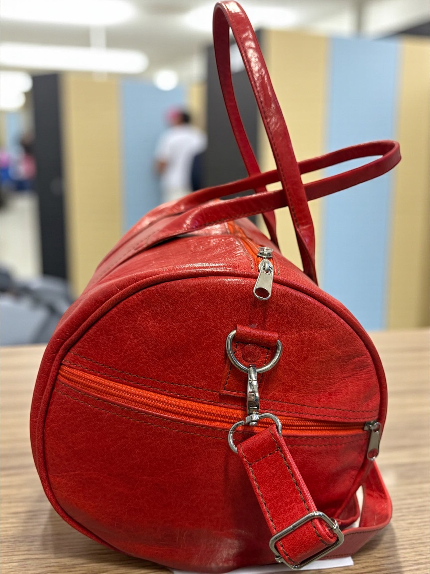 Crimson Red Voyage Leather Duffel Bag – Handmade in Mali