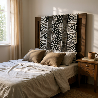 Black & White Tribal Geometric Throw – 78” x 44” | Authentic Handcrafted African Textile