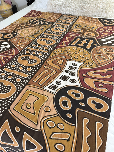Tribal Earth Path Symbols Throw – 78” x 44” | Authentic Handcrafted African Textile