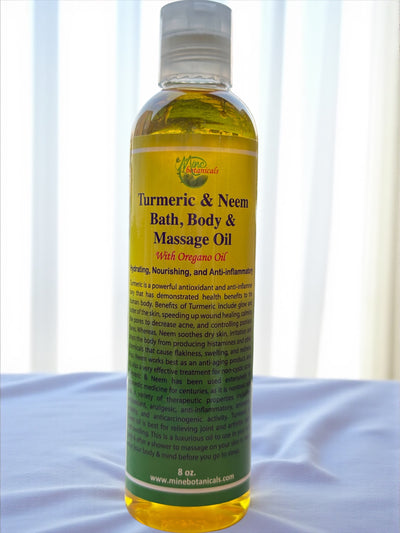 Turmeric & Neem Bath, Body & Massage Oil with Oregano – Hydrating, Nourishing, and Anti-Inflammatory