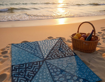 Indigo Geometric Symbols Throw – 78” x 44” | Authentic Handcrafted African Textile