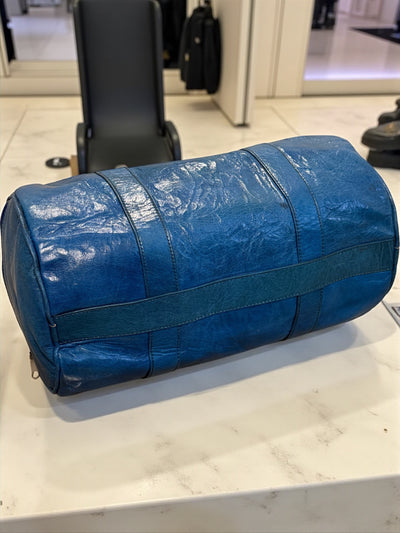 Azure Blue Voyage Leather Duffel Bag – Handmade in Mali