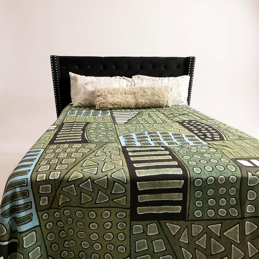 Savanna Green Mudcloth Blanket – 120” x 93”