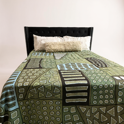 Savanna Green Mudcloth Blanket – 120” x 93”