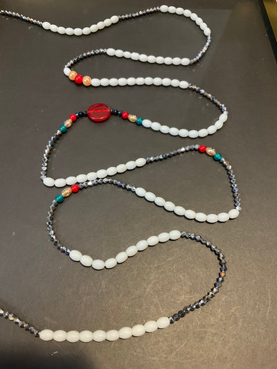 Hadiza (Gift) White Silver And Red Waistbeads (Wholesale)