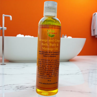 Orange & Ginger Massage Oil – 8 oz | Anti-Wrinkle, Antioxidant & Skin Hydration