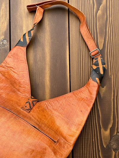 Handmade Mali Mudcloth Leather Crossbody Shoulder Bag