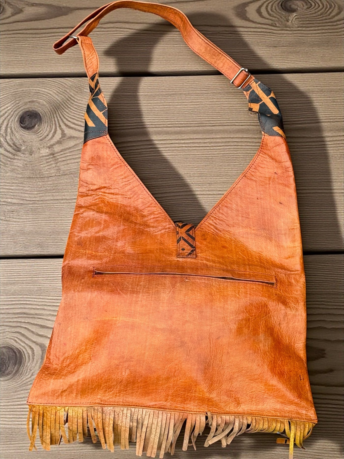 Handmade Mali Mudcloth Leather Crossbody Shoulder Bag