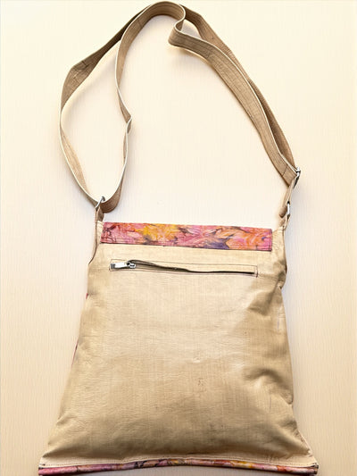 Golden Rose Crossbody Bag – Handmade Leather Art from Mali (17x16 inch)