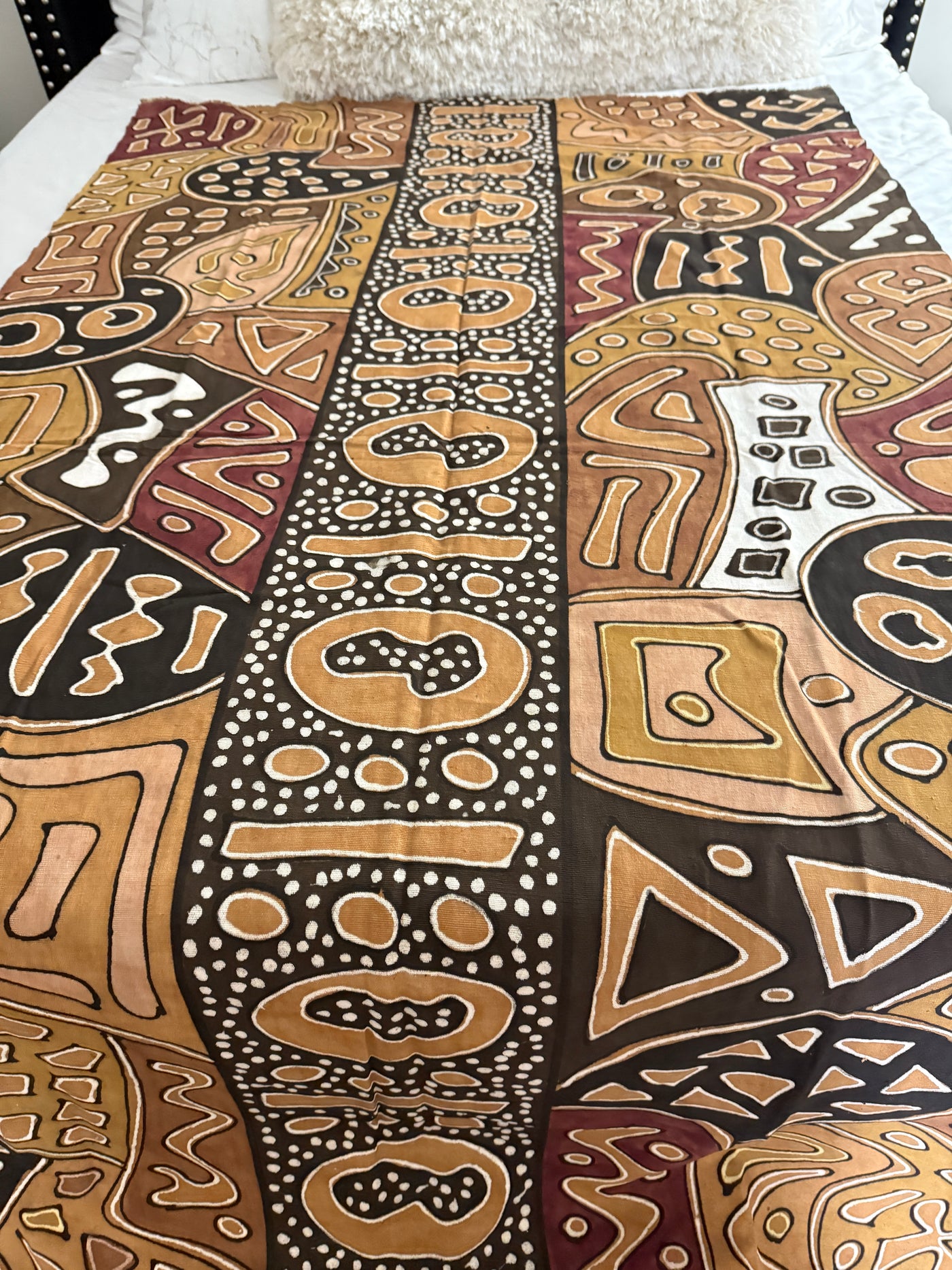 Tribal Earth Path Symbols Throw – 78” x 44” | Authentic Handcrafted African Textile