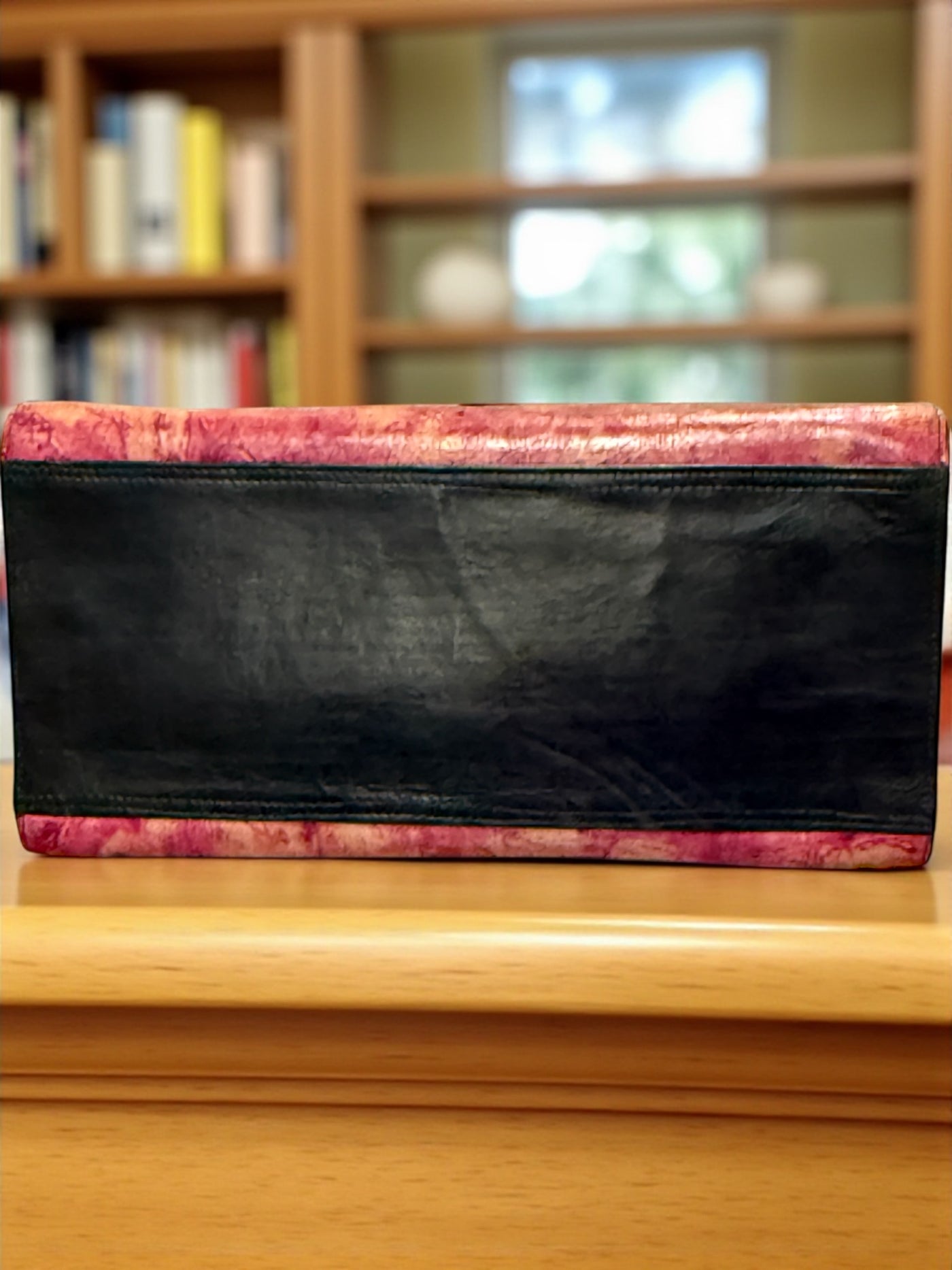 Desert Ember Leather Tote – Handmade in Mali with Ebony Wood Accent (10x14x7)