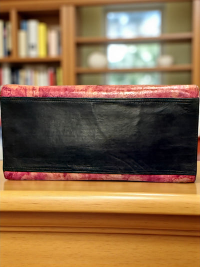 Desert Ember Leather Tote – Handmade in Mali with Ebony Wood Accent (10x14x7)