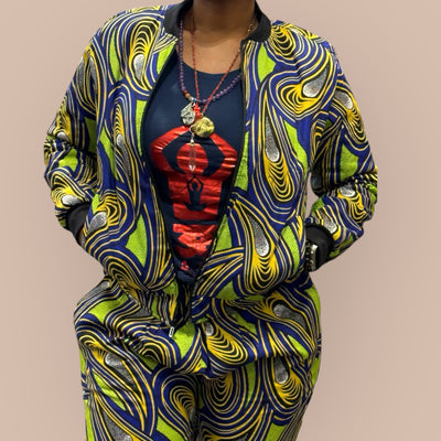 Vibrant African Print Jogging Set – Unisex Style, Bold & Comfortable