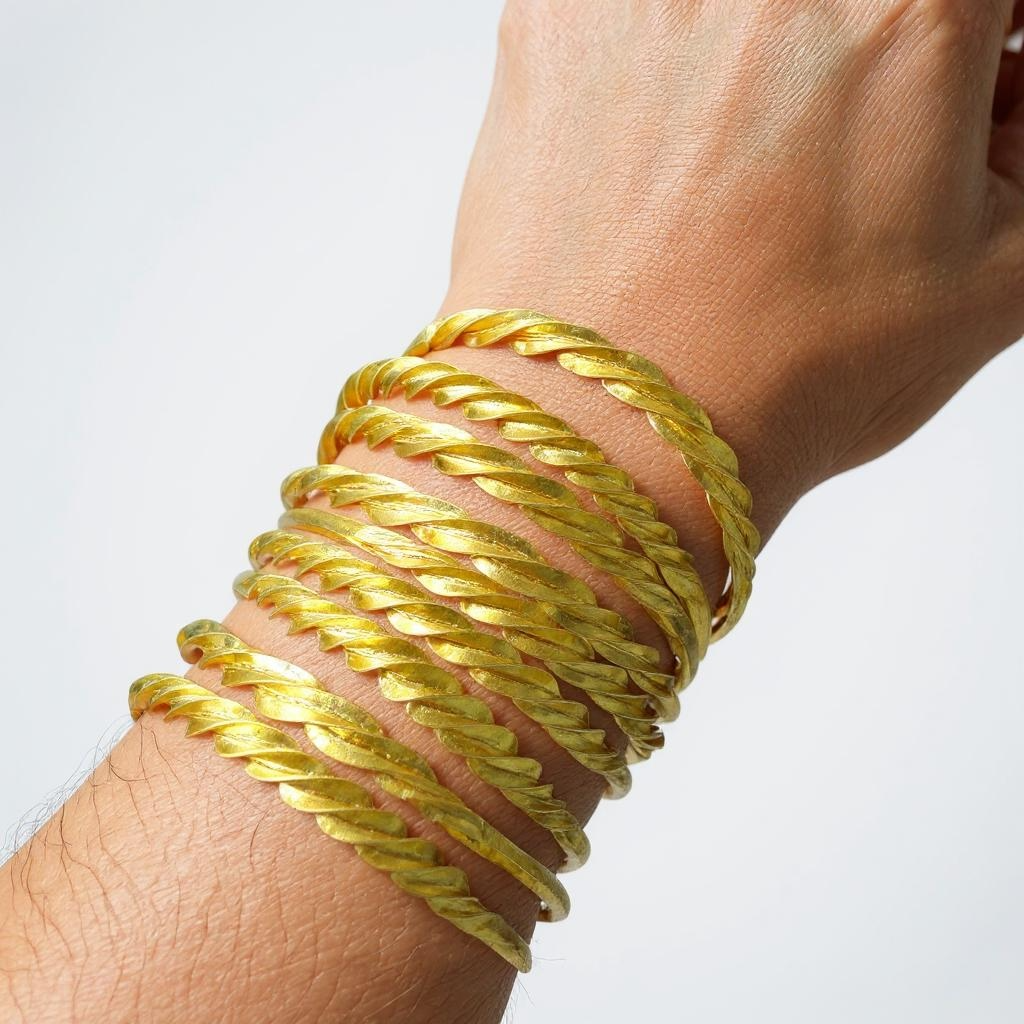 Twisted Fulani Brass Bracelet – Handmade African Cuff