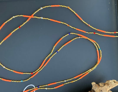 Akosua Serenity Beaded Orange Waist Belt (Wholesale)