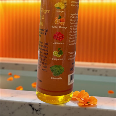 Orange & Ginger Massage Oil – 8 oz | Anti-Wrinkle, Antioxidant & Skin Hydration