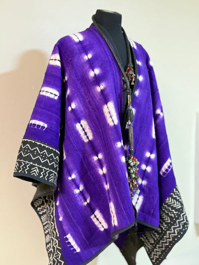 Vibrant Purple Mudcloth Shawl – Handcrafted, One Size Fits Most