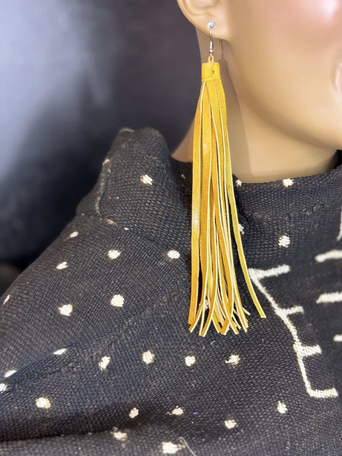 Oversized Handmade Tassels Leather Earrings (Wholesale)