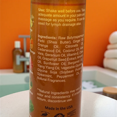 Orange & Ginger Massage Oil – 8 oz | Anti-Wrinkle, Antioxidant & Skin Hydration