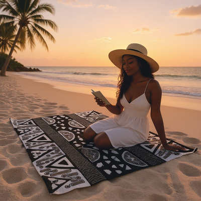 Black & White Tribal Geometric Throw – 78” x 44” | Authentic Handcrafted African Textile