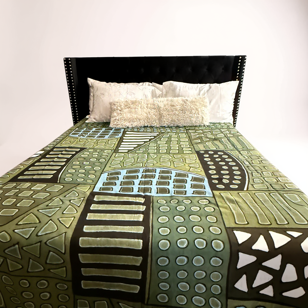Savanna Green Mudcloth Blanket – 120” x 93”