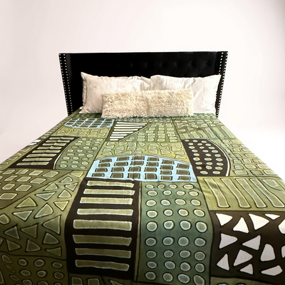 Savanna Green Mudcloth Blanket – 120” x 93”