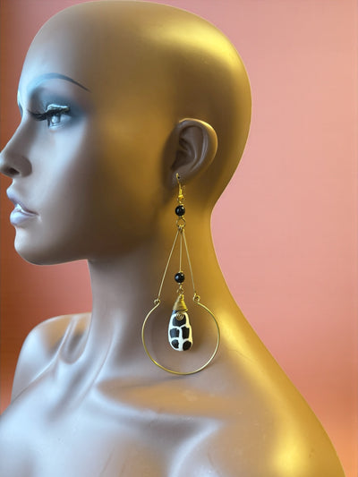 Nia Drop Earrings – Handcrafted Kenyan Brass & Beaded Art