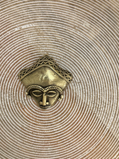 Oversized African Symbols Brass Pin - Handcrafted in Mali
