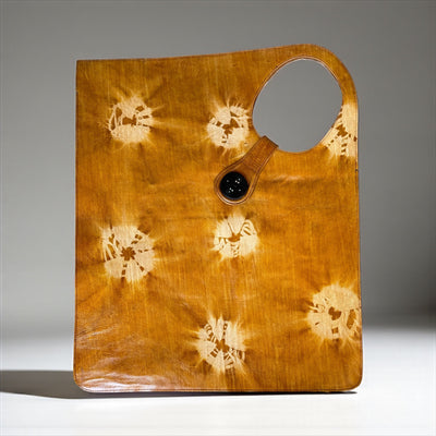 Golden Caramel Oversized Tie-Dye Leather Tote Bag – Handcrafted Statement Piece (25x22 inch)