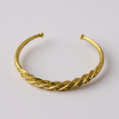 Twisted Fulani Brass Bracelet – Handmade African Cuff