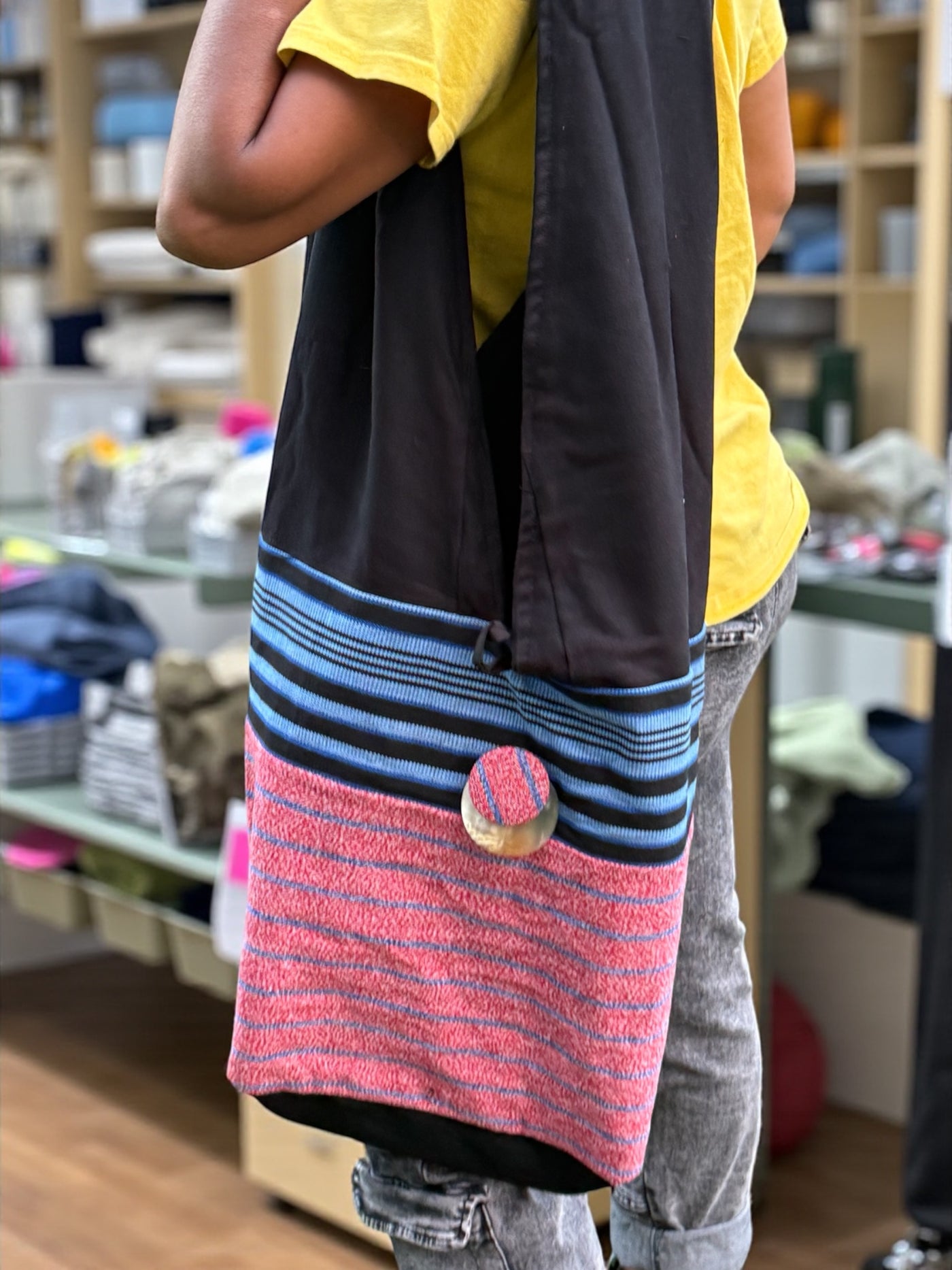 Horizon Stripe Oversized Faso Dan Fani Shoulder Bag – Handmade in Burkina Faso