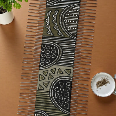 Mudcloth & Twig Table Runner – Earth Sage Tribal (65” x 17”)