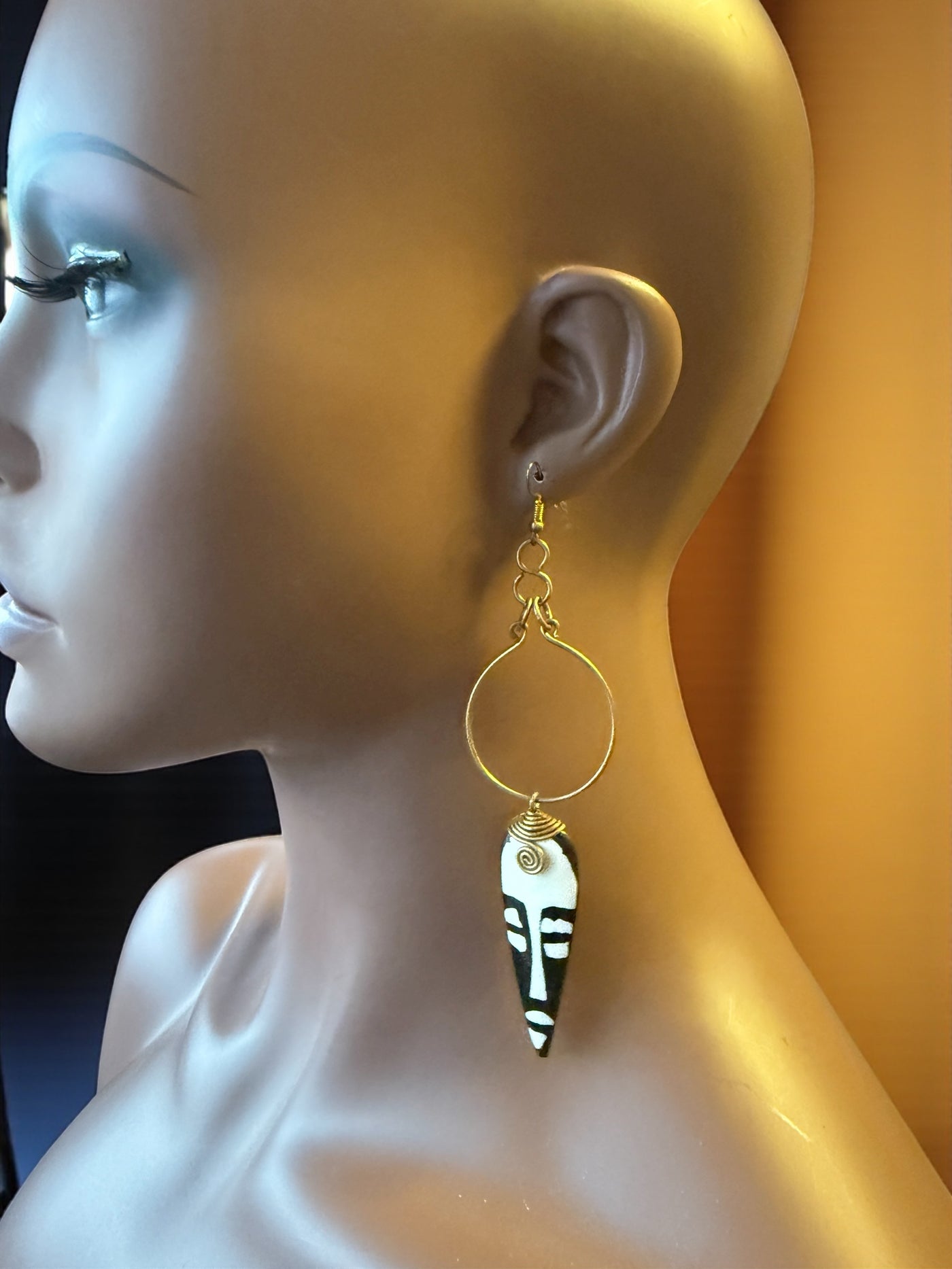 Zuri Mask Drop Earrings – Handcrafted Kenyan Brass & Tribal Art