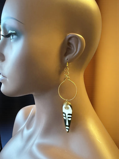 Zuri Mask Drop Earrings – Handcrafted Kenyan Brass & Tribal Art