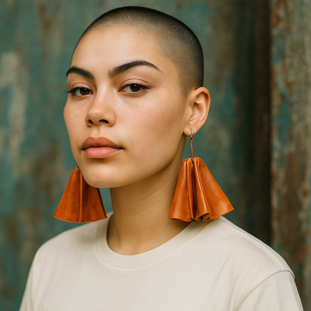 Handmade Leather Fan Earrings – Authentic Craft from Burkina Faso