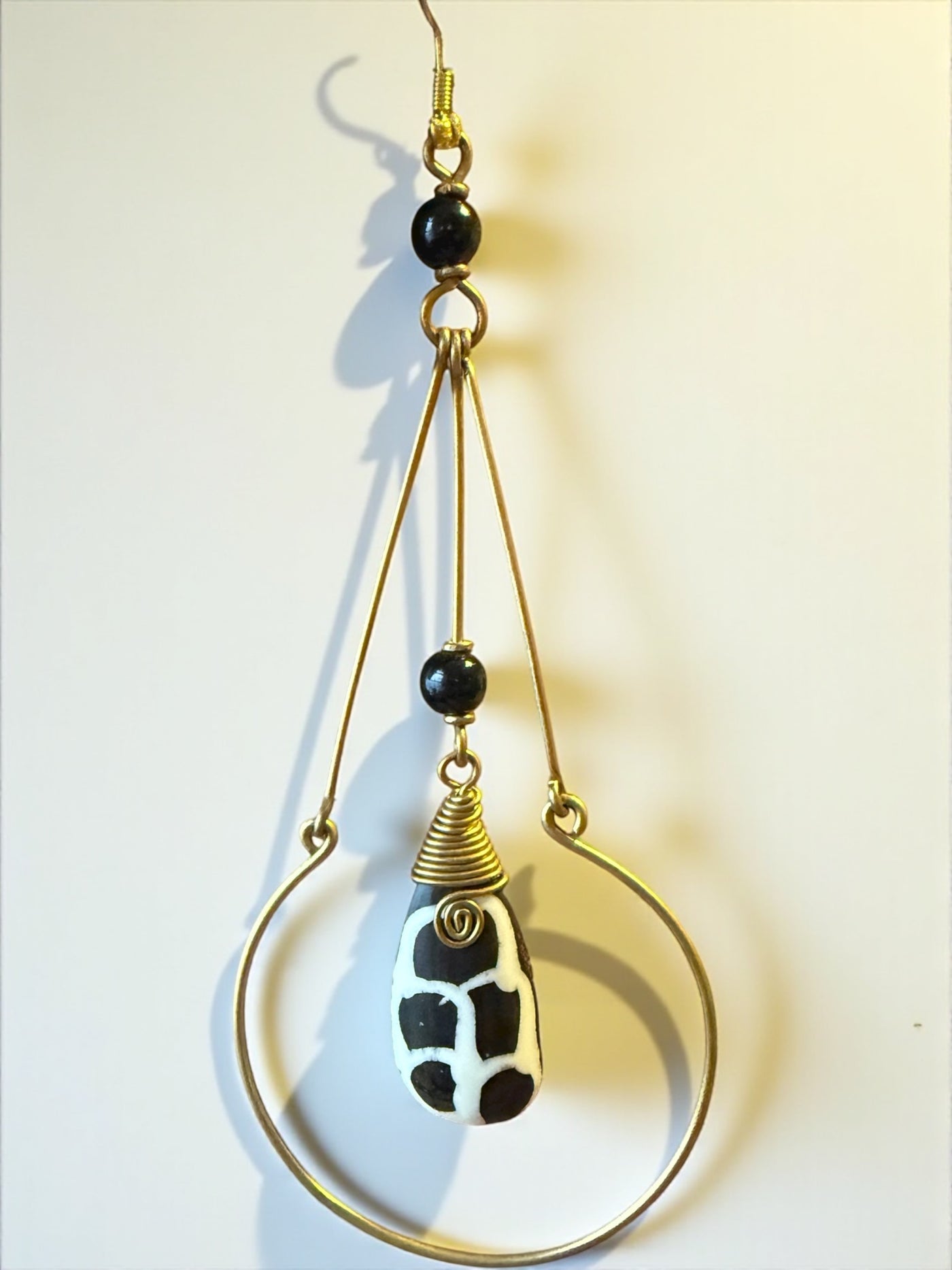 Nia Drop Earrings – Handcrafted Kenyan Brass & Beaded Art