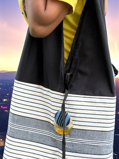 Horizon Stripe Oversized Faso Dan Fani Shoulder Bag – Handmade in Burkina Faso