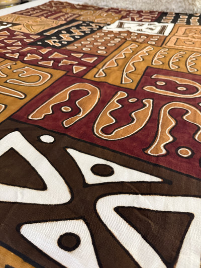 Rust & Earth Geometric Symbols Throw – 78” x 44” | Authentic Handcrafted African Textile