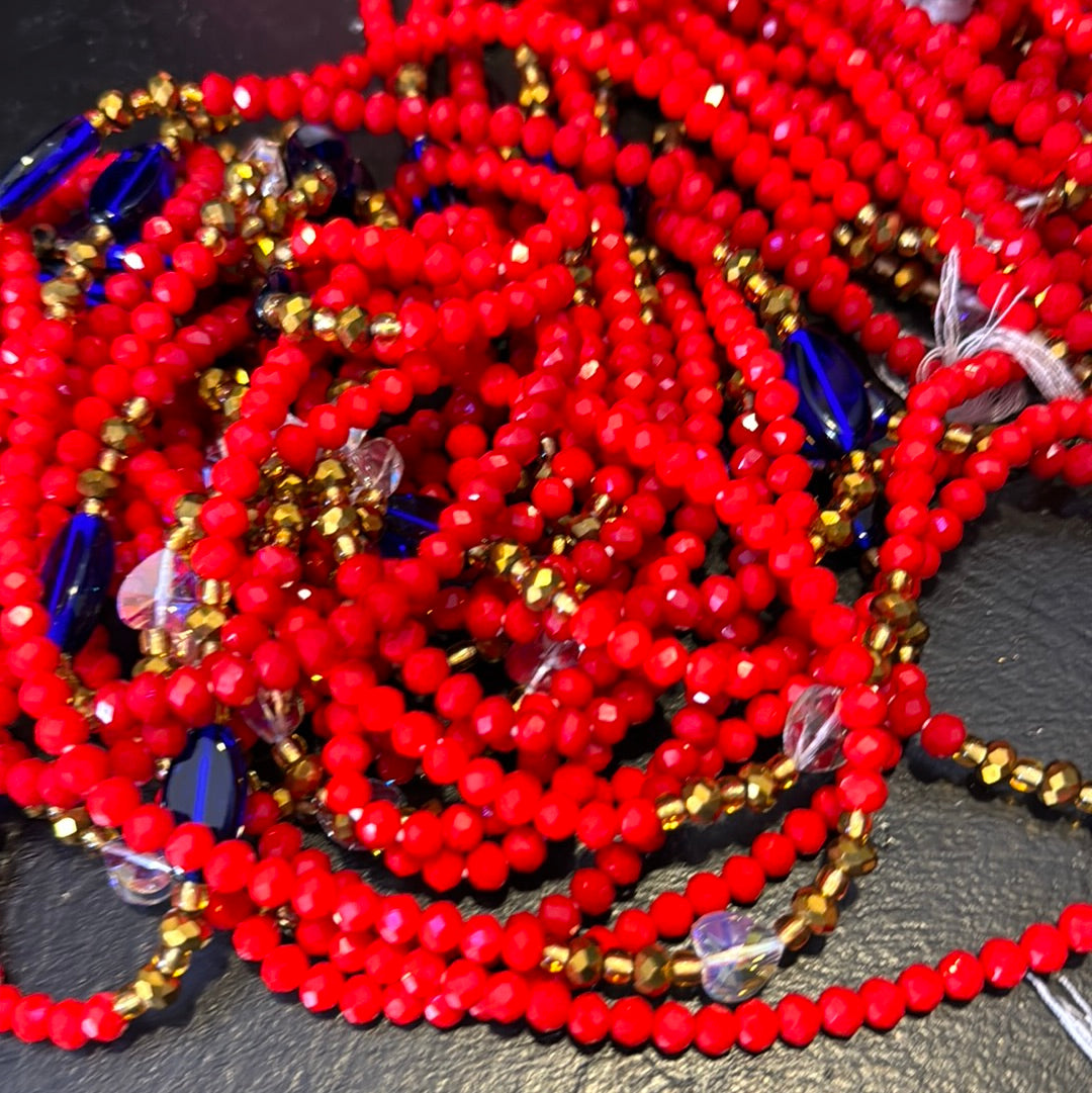 Red Blue Crystal Waistbeads